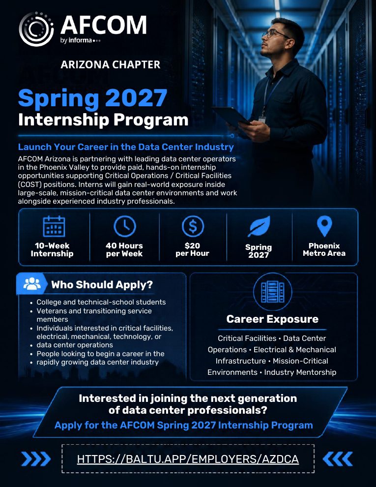 AFCOM Arizona Spring 2027 Internship Program flyer