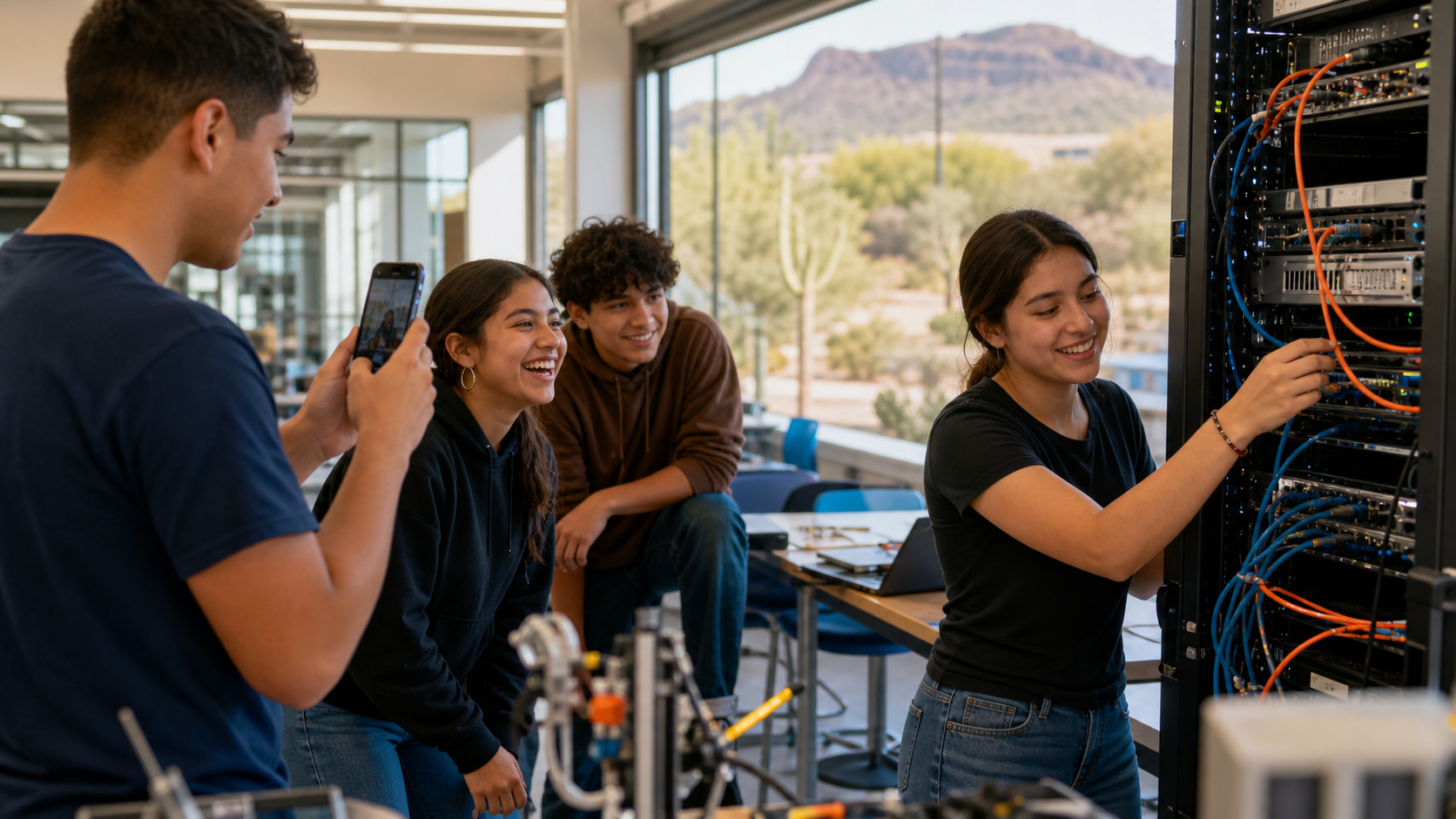 Arizona students filming a TikTok Challenge entry